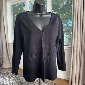 Cardigan L/XL BC Black Cat  Artwear Boho Minimalist Black Midnight Blue EUC
